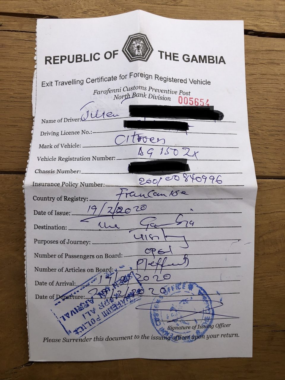 formulaire et administratitf frontière gambie - sénégal (2)